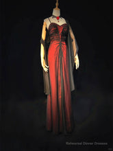 A-line Vintage Style Black and Red Beaded Prom Dress, Black and Red Formal Dress